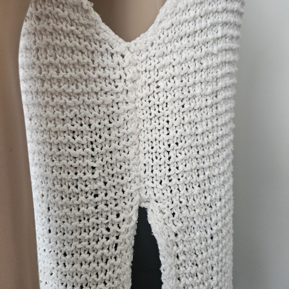 Free People Cowl Neck Knit Sweater Vest Long Line Sleeveless 100% Cotton - Picture 6 of 14